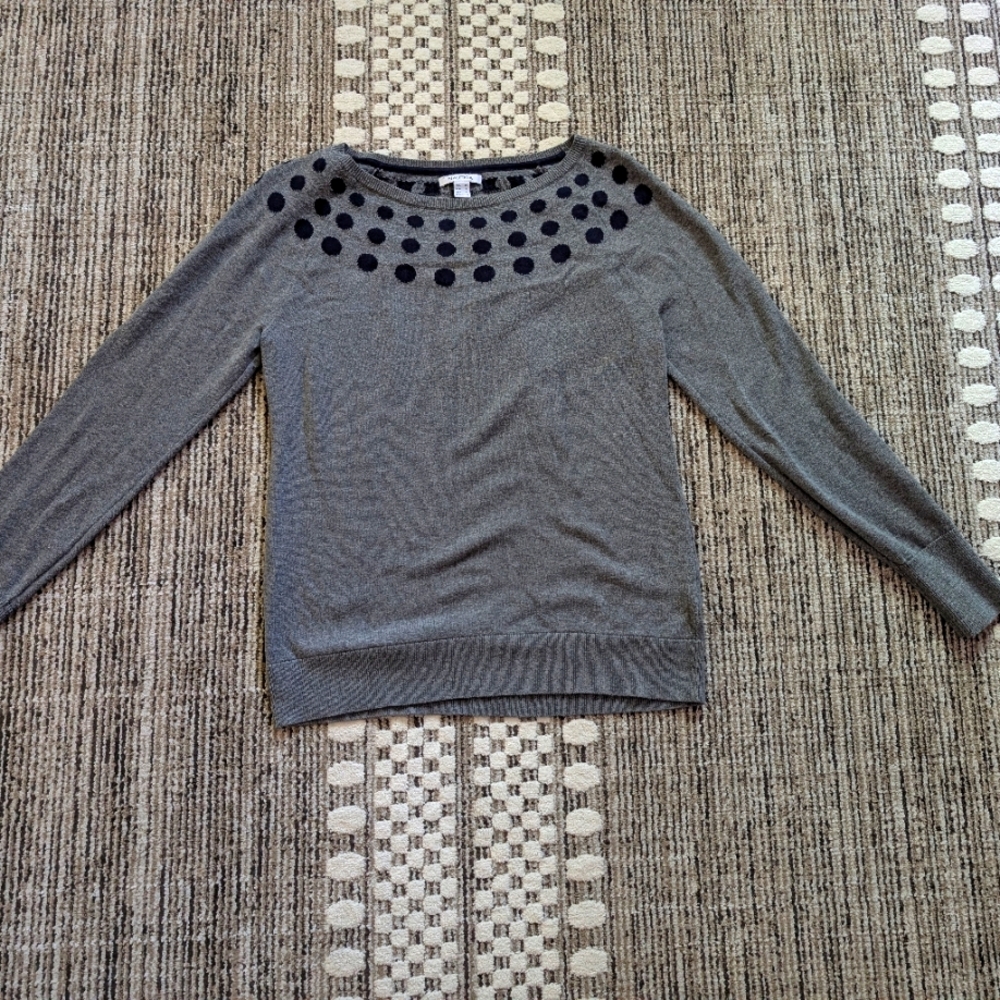 Nautica Gray Crew Neck Sweater with Decorative Neckline